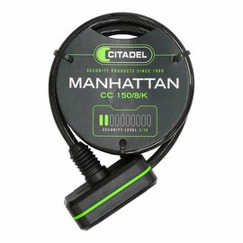 Citadel Kabel mit Vorhängeschloss Citadel Manhattan cc 150/8/k Schwarz 150 cm
