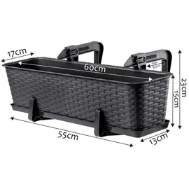 Kadax Balkontopf 60 x 17 x 15 cm Anthrazit