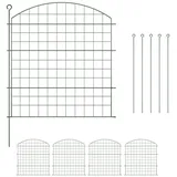 Relaxdays Teichzaun, 5 Zaunelemente, je HxB: 78 x 75 cm, Oberbogen, zum Stecken, Metall, Garten, Pool, Beetzaun, grün - Relaxdays