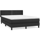 vidaXL Boxspringbett mit Matratze Schwarz 140x200 cm Kunstleder