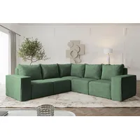 Fun Möbel Ecksofa Designersofa ESTELLE in Stoff Abriamo Grün