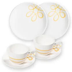 Gmundner Keramik Pur Geflammt Gelb, Frühstück für 2 Cup