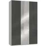 WIMEX Level 150 x 236 x 58 cm weiß/Grauglas mit Glas- und Spiegeltüren