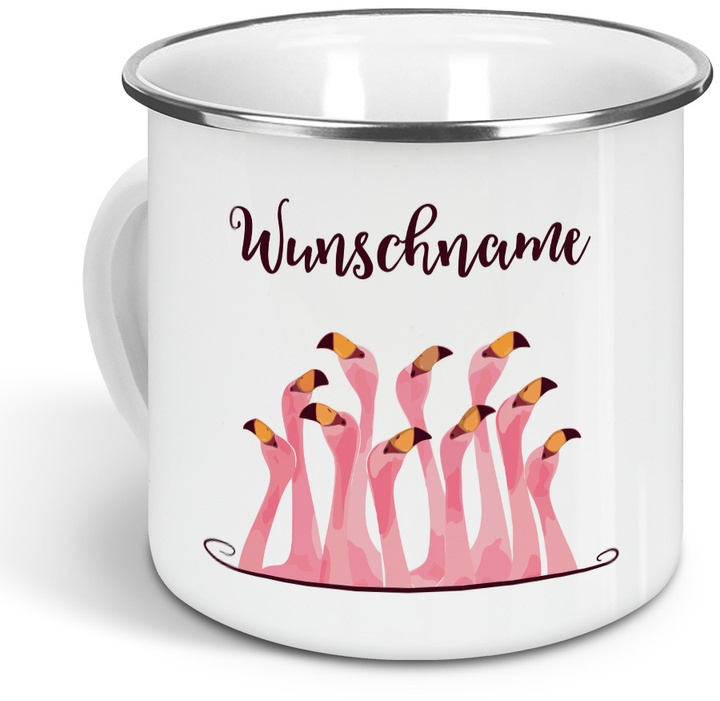 Flamingo - Emaille-Tasse Mit Namen