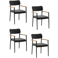 4x KONWAY® DALLAS Stapelsessel Black Premium Polyrattan Garten Sessel Stuhl Set