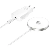 4smarts Kabelloses Ladegerät Qi2/ MagSafe-kompat 25W,1,5m weiß inkl. 30W Netzteil