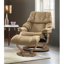 Stressless Relaxsessel STRESSLESS Reno Sessel Gr. Leder PALOMA, Classic Base Eiche, Relaxfunktion-Drehfunktion-PlusTMSystem-Gleitsystem, B/H/T: 79 cm x 98 cm x 75 cm, beige (sand paloma) Lesesessel und Relaxsessel