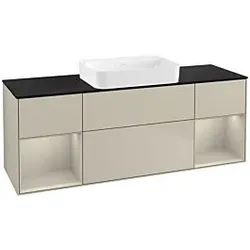 Villeroy und Boch Finion Waschtischunterschrank G742HHHH 160x60,3x50,1cm, Regale sand matt lacquer, Sand Matt Lacquer