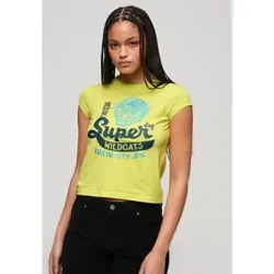 Superdry für Damen. W1011404A Varsity Burnout T-shirt gelb (S), Lässig, Polyester, Kurzarm