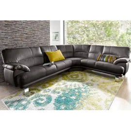 TRENDMANUFAKTUR Ecksofa »Cecilia in italienischem Design, modern und komfortabel, L-Form«, bequeme Armlehnen, mit langem Schenkel braun