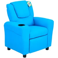 HOMCOM Kindersofa Kindersessel mit Fußstütze Armlehne Getränkehaltern verstellbare Rückenlehne Liegecouch Kindercouch Relaxsessel Kinder Sofa für 3-6 Jahre Jungen Mädchen Blau