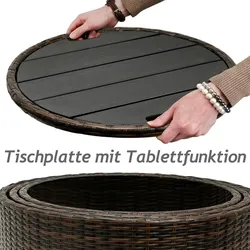 CASARIA® Polyrattan Sonneninsel Gartenliege Sitzgruppe Ø 185 cm Braun