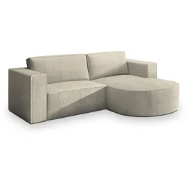 masseno ECKSOFA SORELA P R-S Creme Kordstoff mit Schlaffunktion