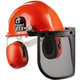 Feldtmann Forsthelm TECTOR Waldarbeiter-Helmset, orange, Gehörschutz und Polypropylen-Visier, Größe 55-62