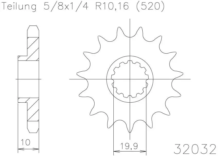 ESJOT Kettingpinion, 15 tanden