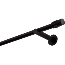 MDEKOR Gardinenstange schwarz 400 cm 1-läufig 19 mm aus Metall Wandbefestigung Zylinder