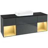 Villeroy & Boch Villeroy und Boch Finion Waschtischunterschrank F742HFHG 160x60,3x50,1cm, Regale Gold matt lacquer, Midnight Blue Matt Lacquer