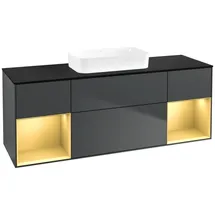 Villeroy & Boch Villeroy und Boch Finion Waschtischunterschrank F742HFHG 160x60,3x50,1cm, Regale Gold matt lacquer, Midnight Blue Matt Lacquer