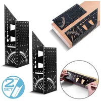 STAHLWERK 2er Set Gehrungswinkel-Lineal mit Anschlag und Bohrlehre 3D-Winkel