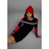 KangaROOS Strickkleid Langarm Gestreift Rot/Schwarz/Weiß 46