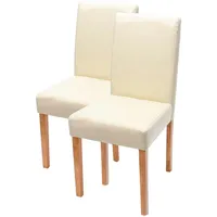 Mendler 2er-Set Esszimmerstuhl Stuhl Küchenstuhl Littau Kunstleder, creme, helle