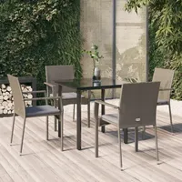 vidaXL Garten-Essgruppe 5-tlg. Schwarz/Grau