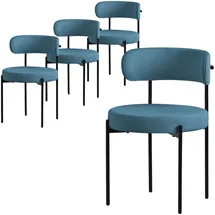 ML-Design Esszimmerstühle 4Er Set aus Teddystoff Blau mit Rückenlehne