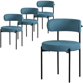 ML-Design Esszimmerstühle 4Er Set aus Teddystoff Blau mit Rückenlehne