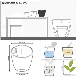 LECHUZA Classico Color 28 Komplettset Ø 28 x 26 cm weiß
