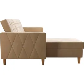 CosmoLiving by Cosmopolitan Ecksofa "Liberty, L-Form", beige (cremefarben), B:213cm H:82cm T:154cm, Veloursstoff 100% Polyester, COSMOLIVING BY COSMOPOLITAN, Sofas, Ecksofa, mit Schlafffunktion, Recamiere beidseitig montierbar, Sitzhöhe 43 cm