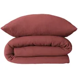 SCHIESSER Bettwäsche »Molly aus softer Musselin-Qualität in gedeckten, Farben«, (2 tlg.), MADE IN GREEN by Oeko-Tex rot