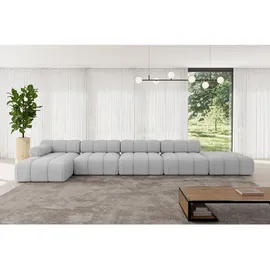 altdecor Ecksofa modulares Sofa Lizur-L3 - 475x160x70 cm Hellgrau Bouclé