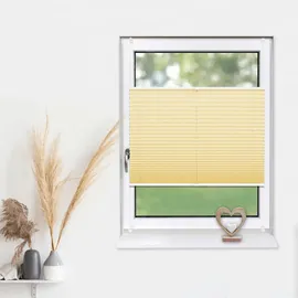 deco-raum Plissee Basic 90 x 150 cm Hellorange Blickdicht Klemmfix