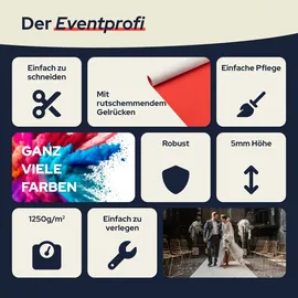 Primaflor Hochzeitsteppich SALSA - Rot, 1,00m x 10,00m