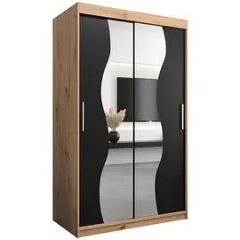 abiks möbel Schwebetürenschrank MADRYT 120 x 200 x 62 cm Schwarz