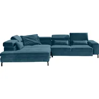 GALLERY M branded by Musterring Ecksofa »Felicia Due L-Form«, Wahlweise mit Sitzvorzug, inkl. Kopfteilverstellung, Sitzhöhe 43 cm blau