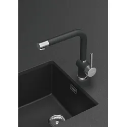 Küchenarmatur SCHOCK "Piega", silber (silberstone), B:22cm H:31cm, Armaturen, Hochdruck, Festauslauf