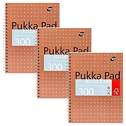Pukka Pad Collegeblock Metallic Executive A4 liniert Spiral gebundener Karton Kupfer gelocht 300 Seiten 150 Blatt 3er-Pack