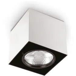Ideal Lux Aufbaustrahler MOOD SQUARE, 9 x 9cm, inkl. GU10 28W 2700K, schwenkbar, Weiß / innen schwarz IDEA-140902