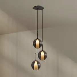 s.luce Belluna 3-flg. Ø 40 cm rund Glas Metall