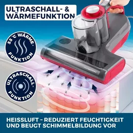 Clean Maxx CLEANmaxx Milbensauger für Matratzen mit UV-C-Licht, Rotation Power | Matratzenreiniger mit HEPA-Filter, entfernt 99,9% Aller Milben | Matratzensauger mit Ultraschall, Hitze & Vibration