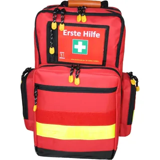 Notfallrucksack LEER medium ca. 23 L - Nylon rot - gelbe Reflexstreifen