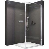 BERNSTEIN Duschkabine Eckdusche Nano 6mm ESG-Glas Hebe-Senk-Mechanismus Dusche EX416S - Duschabtrennung 80 x 80 x 195 cm