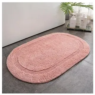 Ovale Badematte, handgefertigter Baumwollboden, verdickte, einfarbige Teppiche, Haushaltstüren, saugfähige, rutschfeste Badezimmerteppiche