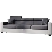 MOEBLO Schlafsofa Kamelia, Couch Polstermöbel Sitzmöbel Wohnzimmermöbel 2-Sitzer-Sofa Stoffsofa, Samt/Velour + Kunstleder, - (BxHxT): 241x97x92 cm grau
