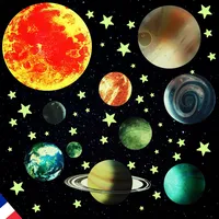 KIFLOW - Leuchtsterne Decke | 10 Leuchtplaneten & Sterne | Sonnensystem komplett | 840 Wandaufkleber für Kinderzimmer