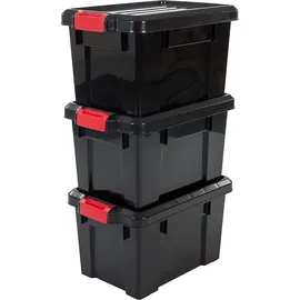 Iris Ohyama Aufbewahrungsbox 21 L Kunststoff schwarz 3er Set