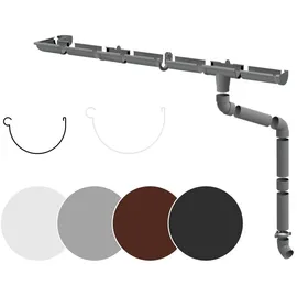 RainWay Regenrinnen Komplettset PVC-U 6 Meter grau