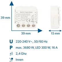 Unitec WIFI Schalter mini steuerbar per Tuya-App, Einbaumodul