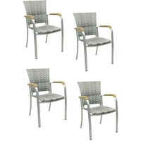 4x KONWAY® ARUBA Stapelsessel Granit Premium Polyrattan Garten Sessel Stuhl Set